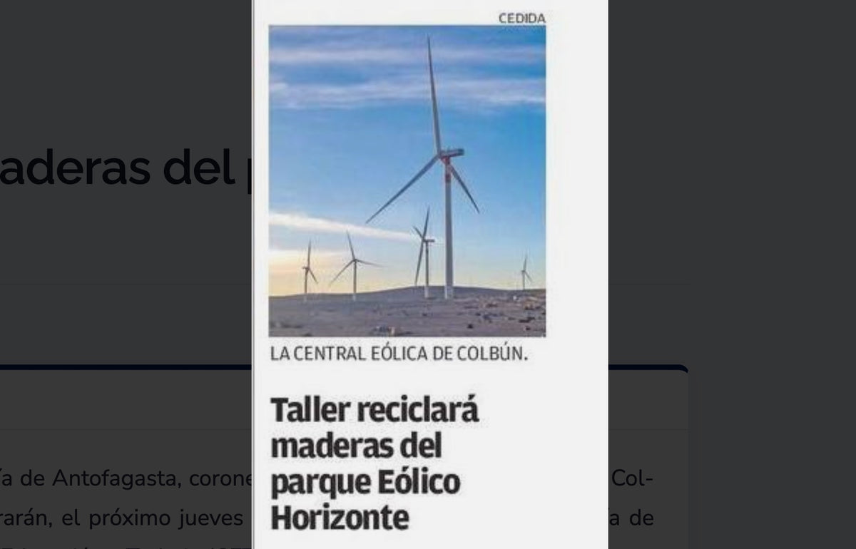 Mobiliario fabricado con madera residual del Parque Eólico Horizonte